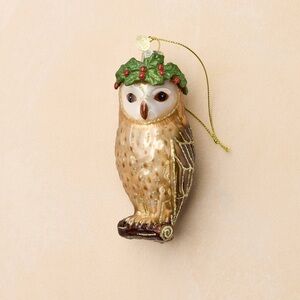 John Derian 2025 Glass  Owl Christmas Ornament